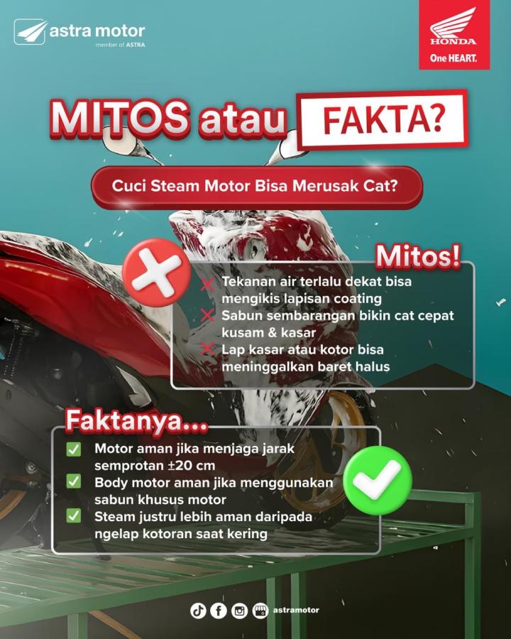 Cuci Steam Motor Bikin Cat Rusak? Ini Penjelasan dari Astra Motor Natar!