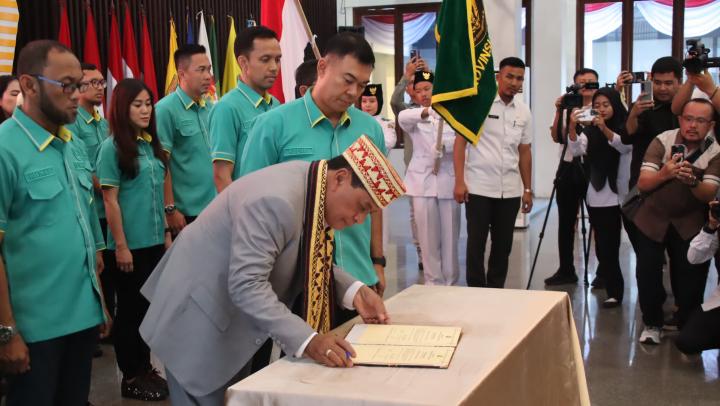 Kukuhkan Ricko Menoza Ketum Pengprov PELTI Lampung, Nurdin Khalid Dorong Industri Tenis Lapangan