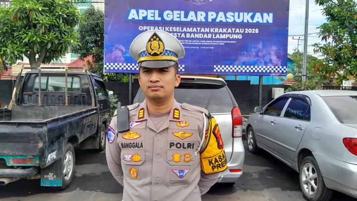 Satlantas Polresta Bandar Lampung Terapkan ETLE Mobile Handheld Selama Operasi Keselamatan Krakatau 2026