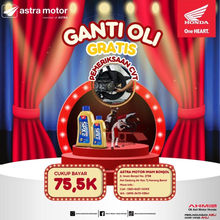 Astra Motor Imam Bonjol Gelar Promo Ganti Oli Gratis Plus Pemeriksaan CVT