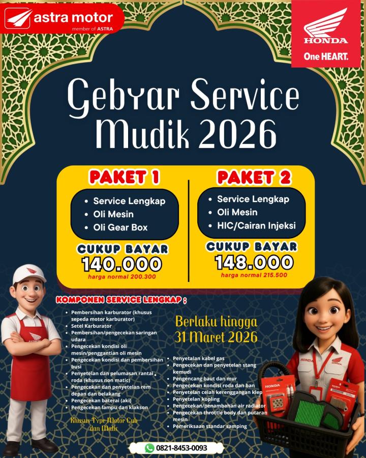 Pastikan Motor Prima untuk Lebaran, AHASS Imam Bonjol Hadirkan Paket Hemat "Gebyar Service Mudik 2026"
