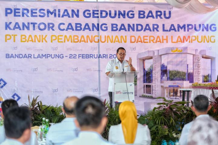 Gubernur Arinal Djunaidi Ucapkan Selamat atas Peresmian Bank Lampung Kantor Cabang Bandar LampungÂ 