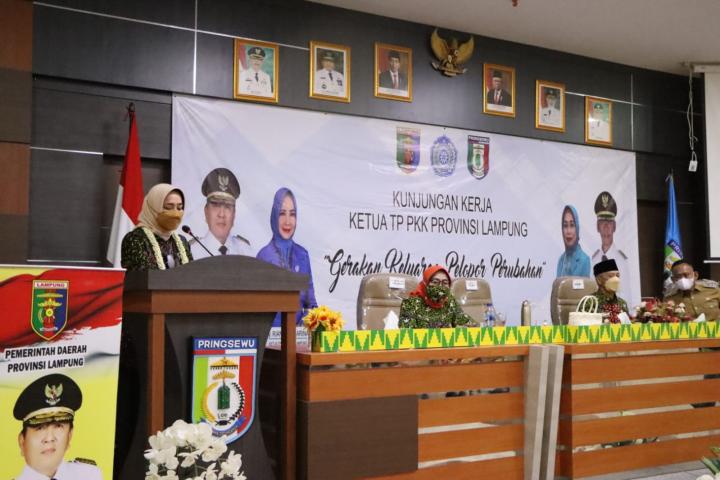 Kunjungan Kerja ke Kabupaten Pringsewu, Ketua TP.PKK Provinsi Lampung lakukan Pembinaan Organisasi