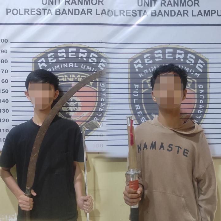 Bawa Pedang dan Celurit, Polresta Tetapkan Dua Remaja Asal Bandar Lampung Sebagai Tersangka