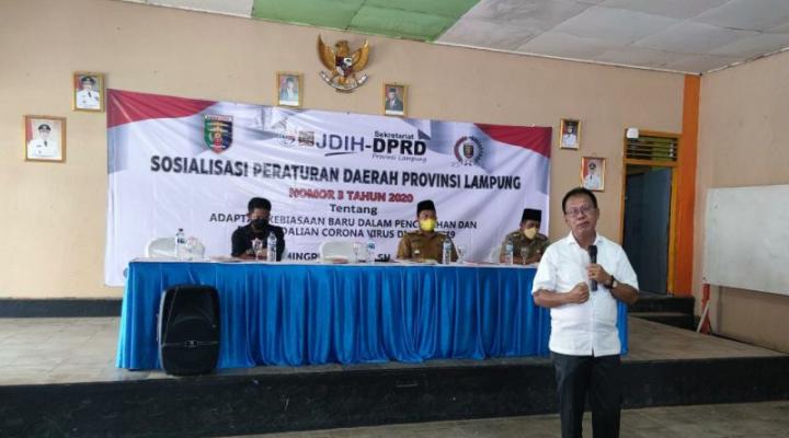 Sosialisasi Perda, Mingrum Gumay Ingatkan Warga Bangun Rejo Sensitif Terehadap Penyebaran Omicorn