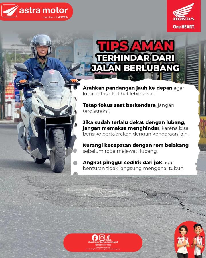 Astra Motor Imam Bonjol Berikan Edukasi Keselamatan: Tips Aman Menghadapi Jalan Berlubang