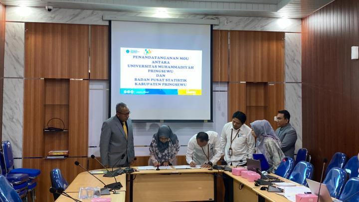 Penandatanganan Nota Kesepahaman Dan Perjanjian Kerja Sama Pojok Statistik, BPS Pringsewu dan UMPRI