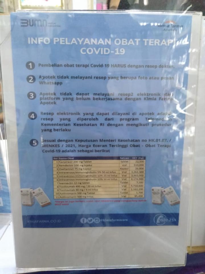 Mengenai Obat Terapi Covid-19 di Kimia Farma, Berikut Harga Obat Terapi Covid-19.