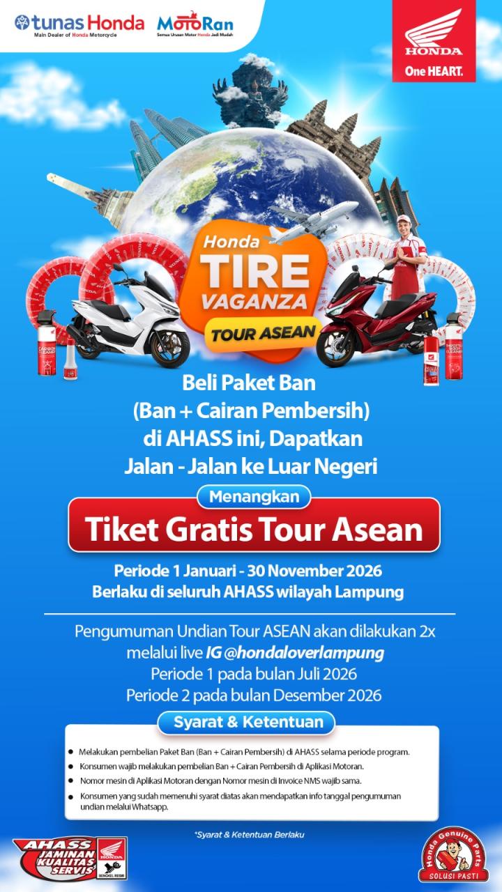Astra Motor Hadirkan Program “Honda Tire Vaganza Tour ASEAN” untuk Konsumen AHASS di Lampung