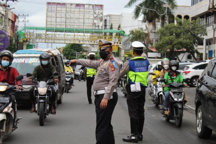 Kurangi Angka Kecelakaan, Polresta Bandar Lampung Lakukan Kanalisasi Lalu Lintas