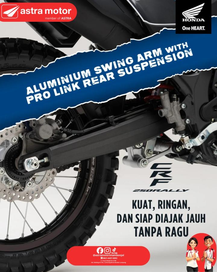 Ketangguhan Honda CRF250L Rally: Rahasia di Balik Aluminium Swing Arm dan Pro-Link Suspension
