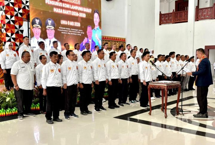 Pengurus KONI Lampung Barat 2026-2030 Dikukuhkan, Fokus Pembinaan Atlet dan PON 2028
