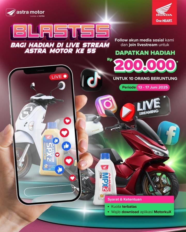 Astra Motor Natar Gelar Program "BLASTSS": Bagi-Bagi Hadiah Rp200.000 di Live Stream Spesial HUT Astra Motor ke-55!