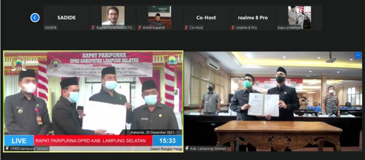 DPRD Kabupaten Lampung Selatan Sahkan Lima Paket Raperda Menjadi Peraturan Daerah 2021