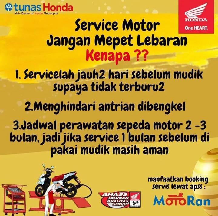 Sebelum Mudik Warga Bandar Lampung Bisa Lakukan Servis Dibengkel Resmi Honda TDM Tirtayasa