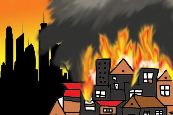 Diduga Korsleting Listik, Empat Rumah di Banjit Hangus Terbakar