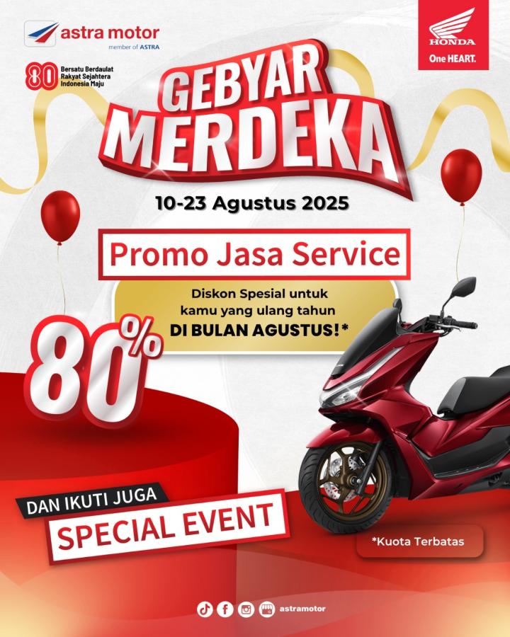 Rayakan Kemerdekaan ke-80, Astra Motor Gelar “Gebyar Merdeka” dengan Diskon Jasa Service hingga 80%
