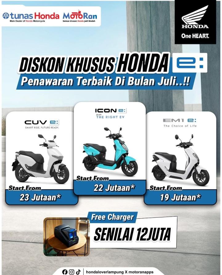 Astra Motor Natar Hadirkan Diskon Spesial untuk Motor Listrik Honda e: di Bulan Juli!
