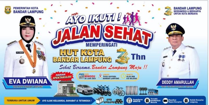 HUT Kota Bandar Lampung ke-344 Makin Meriah, Ada Jalan Sehat dan Undian Rumah Gratis