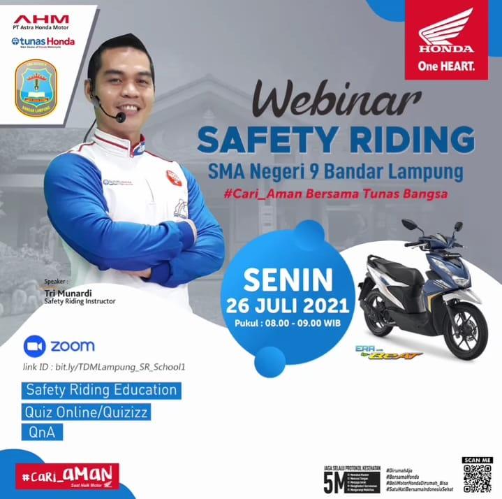 Webinar Safety Riding Education Bersama SMAN 9 Bandar Lampung