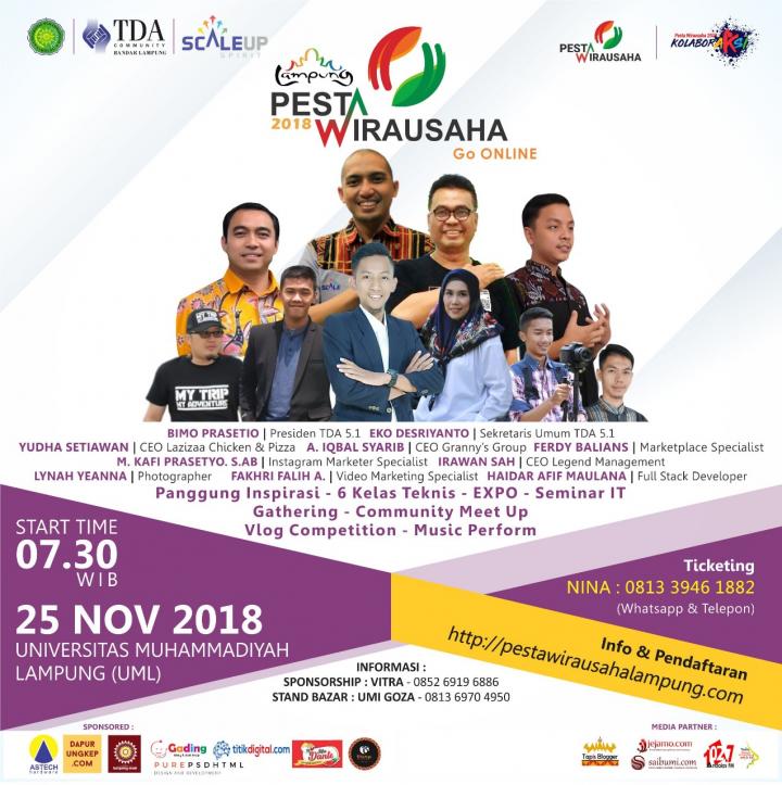 25 November, TDA dan UML Gelar Pesta Wirausaha Lampung 2018