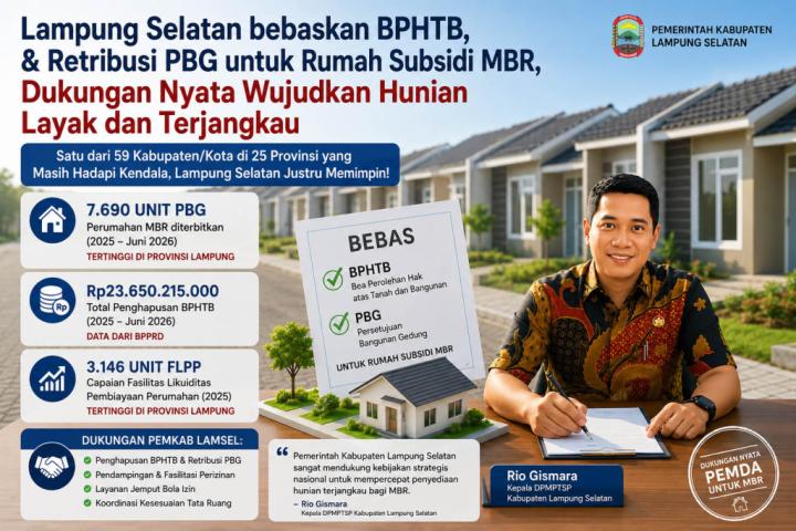 Lampung Selatan Buktikan Komitmen Dukung Rumah Subsidi MBR, Terbitkan 7.690 PBG Tertinggi di Provinsi Lampung
