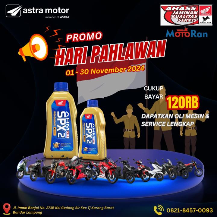 Promo Servis Spesial Untuk Pengguna Motor Honda di Hari Pahlawan  