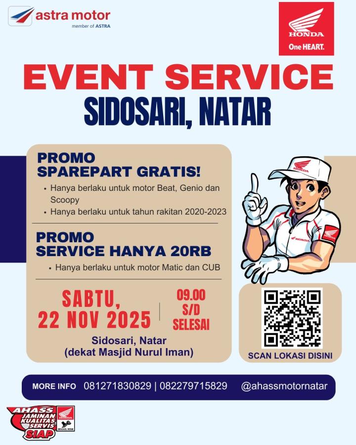Astra Motor Natar Gelar Event Service di Sidosari, Hadirkan Promo Spesial untuk Konsumen Honda