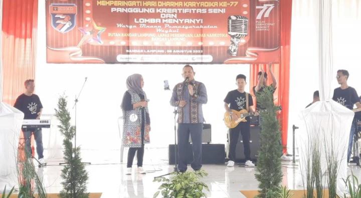Sejumlah Warga Binaan Tampil di Panggung Kreatifitas dan Seni di Rutan Bandar Lampung