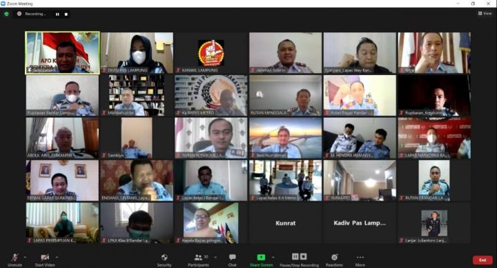 Divisi Pemasyarakatan Beserta Seluruh Kepala UPT Pemasyarakatan Lampung Terima Penguatan Tusi Dirkamtib