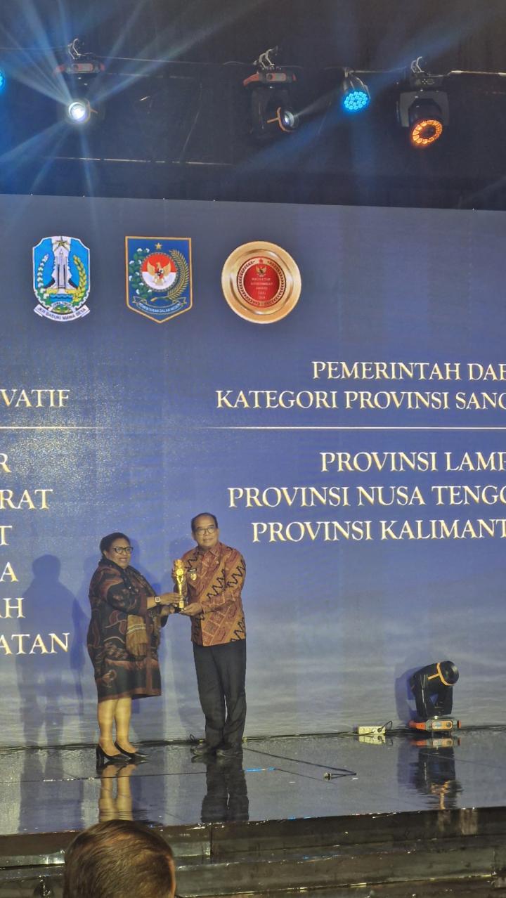 Pj.Gubernur Samsudin Raih Penghargaan Provinsi Sangat Inovatif 