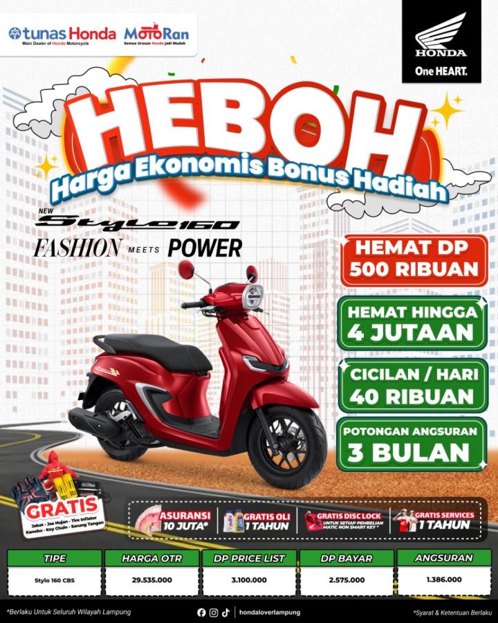 HEBOH! Promo Honda Stylo 160 CBS dari Tunas Motor Pratama – Gaya Mewah, Cicilan Murah, Hadiah Berlimpah!