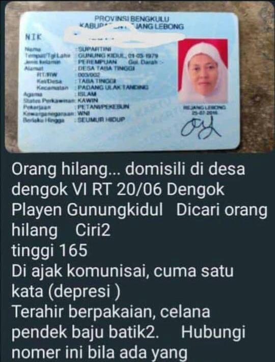 Penemuan Mayat Ternyata Supartini Warga Gunung Kidul yang Sempat Dikabarkan Hilang pada Senin 14 Februari 2022