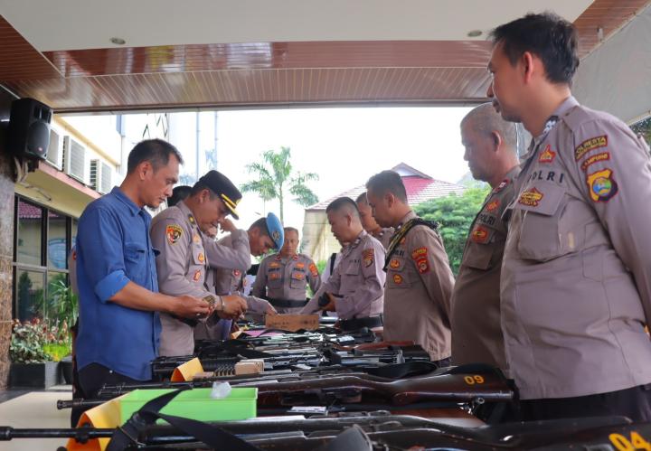 Antisipasi Penyalahgunaan, Polresta Bandar Lampung Rutin Periksa Senjata Api