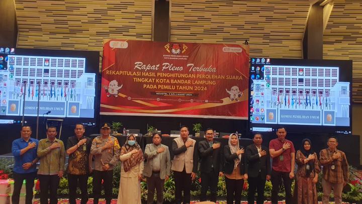 Hari Pertama Rapat Pleno Terbuka Tingkat Kota, KPU Bandar Lampung Merekapitulasi Hasil dari 10 Kecamatan