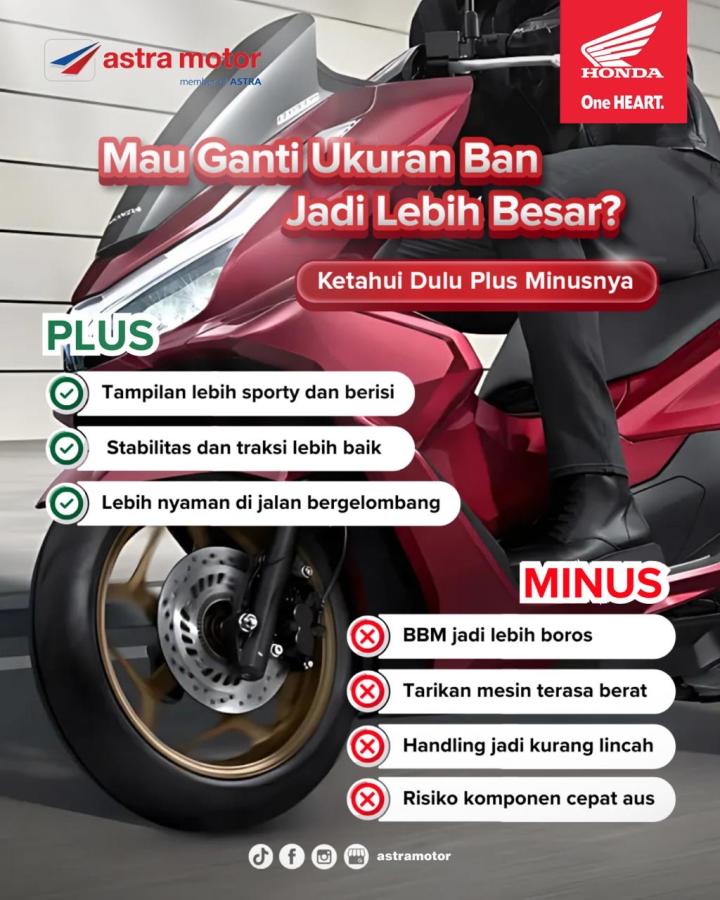 Astra Motor Natar Edukasi Konsumen: Ketahui Plus Minus Mengganti Ukuran Ban Motor Jadi Lebih Besar
