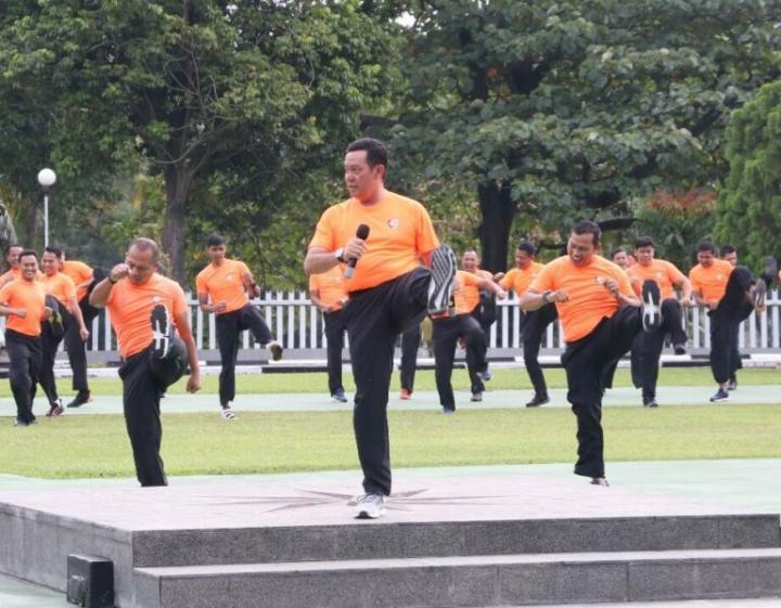 Marsda TNI Bambang Gunarto Pimpin Prajurit Markas Komando Operasi Udara I Latihan Beladiri Shorinji Kempo