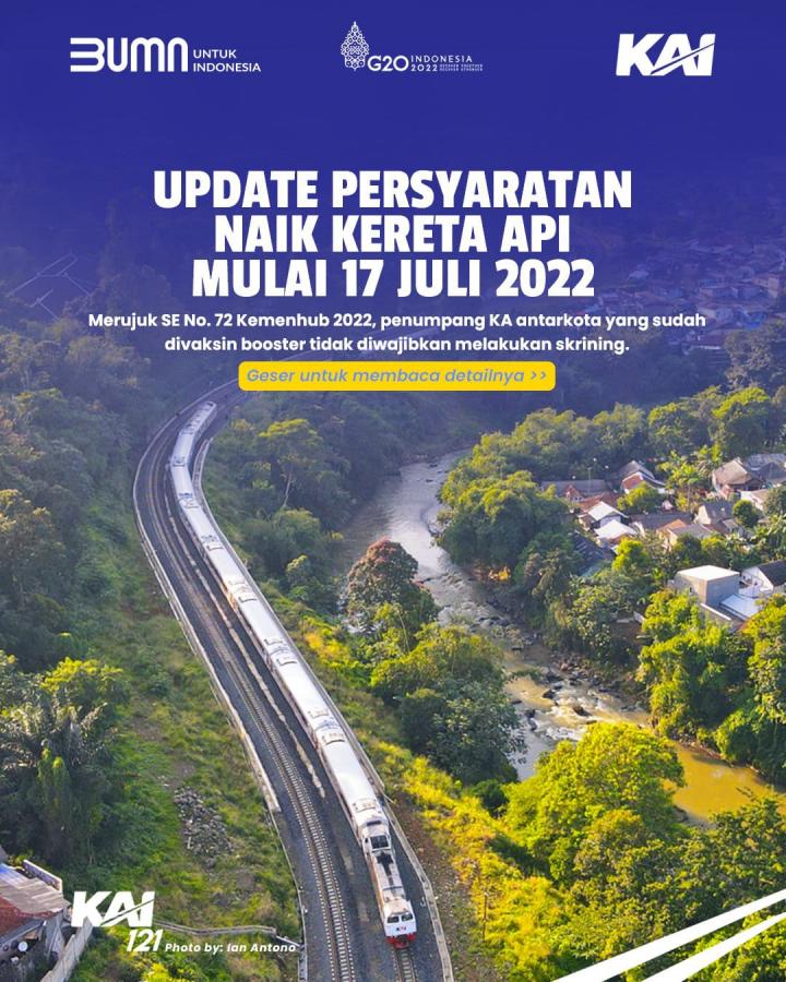 Mulai 17 Juli 2022, Pelanggan KA Rajabasa dan Kualastabas yang Belum Divaksin Booster Wajib Screening Covid-19