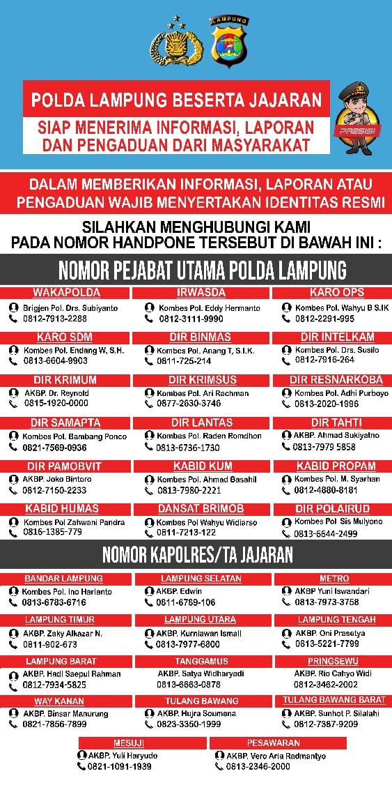 Polda Lampung Buka Layanan Informasi Pengaduan Masyarakat Secara Langsung kepada PimpinanÂ 
