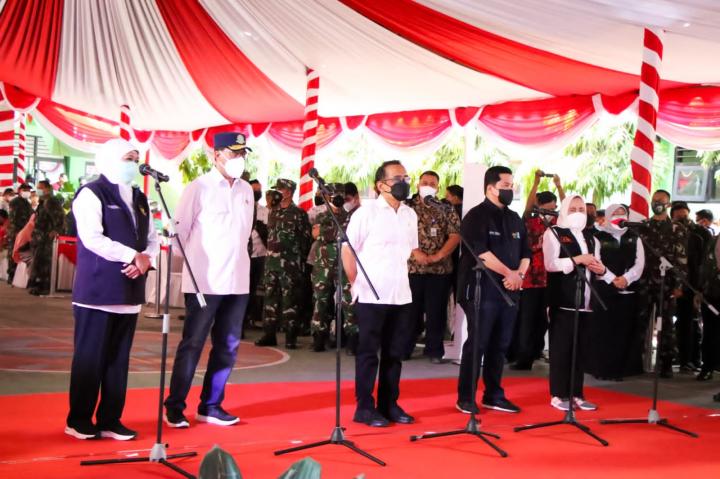 Forkopimda Bojonegoro Sambut Kunjungan Tiga Menteri Republik Indonesia Tinjau Vaksinasi Serentak