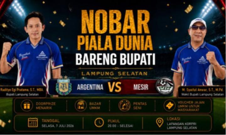 Malam Ini! Nobar Argentina vs Mesir di Lapangan Korpri Hadirkan Hiburan, UMKM, dan Doorprize