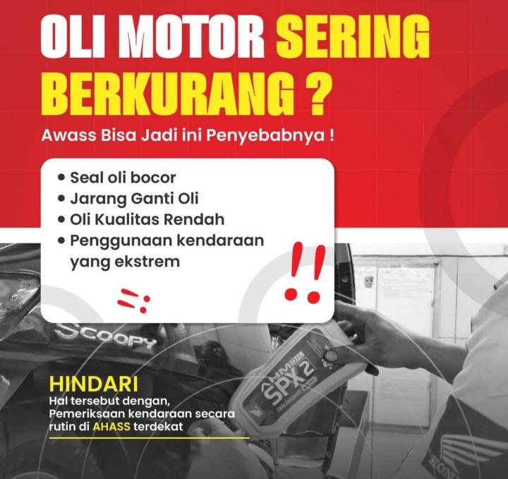 Jangan Salah Kaprah, ini Tiga Penyebab Oli Motor Cepat Habis
