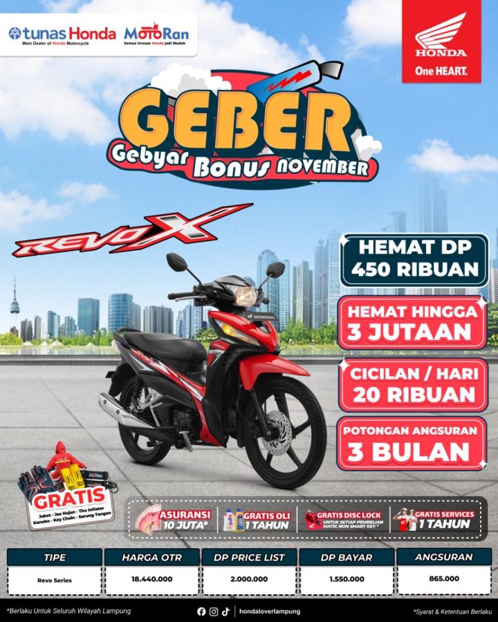 GEBER! Gebyar Bonus November dari Tunas Honda Motor – Revo X Hemat Hingga 3 Jutaan!