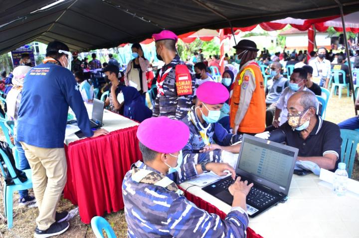 Wujudkan Herd Immunity, KORPS Marinir TNI AL Bersama Dinas Kesehatan Papua Barat Gelar Serbuan Vaksinasi Massal Di Kota Sorong