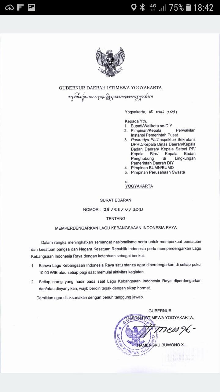 Sri Sultan Akan Canangkan Gerakan Indonesia Raya Tanggal 20 Mei 2021