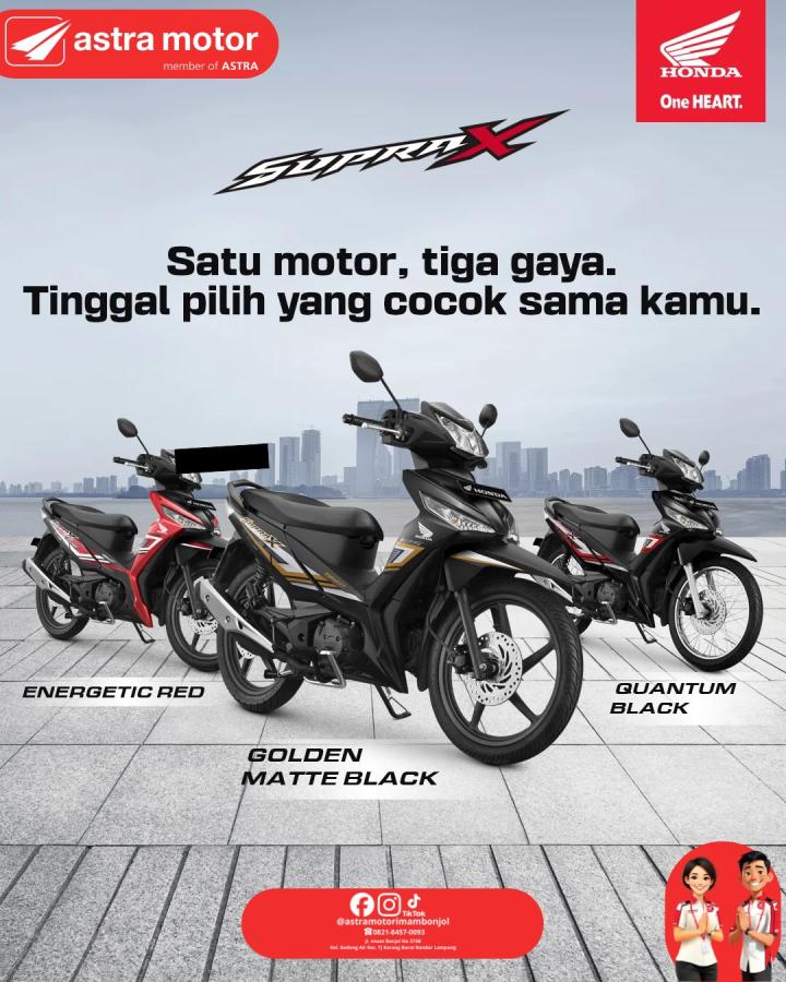 Honda Supra X 125 Tetap Jadi Raja Motor Bebek, Astra Motor Imam Bonjol Tawarkan Tiga Varian Warna Elegan