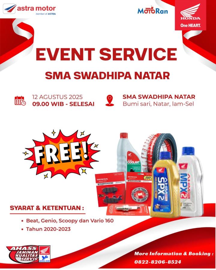 Event Service Gratis di SMA Swadhipa Natar – 12 Agustus 2025   