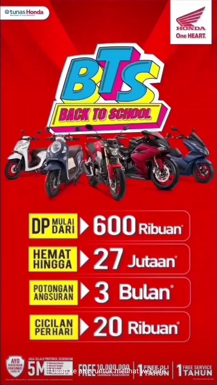 Program BTS dari Tunas Honda dan Jaringannya Dealer NSS Kedaton, Khusus di Bulan Juli 2021