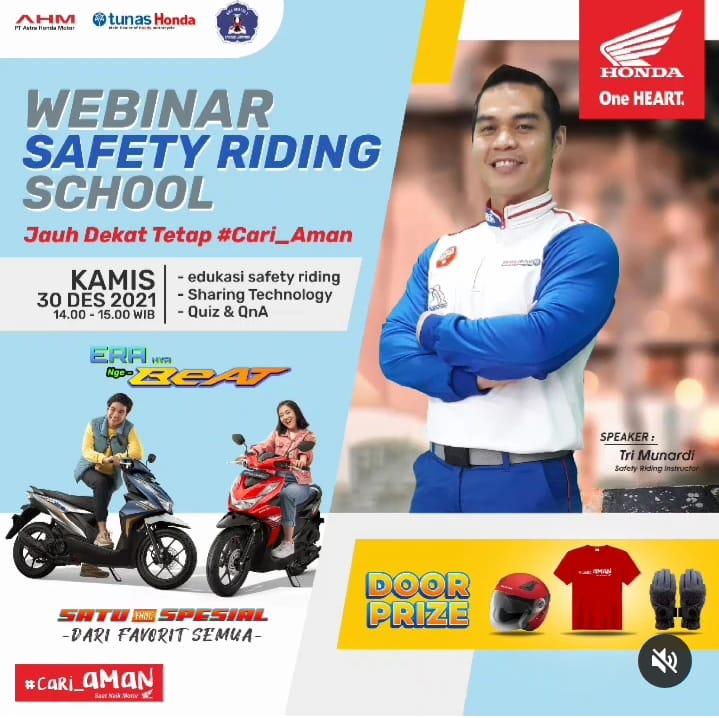 Tunas Honda dan Jaringannya NSS Kedaton Sukses Menggelar Webinar Safety Riding School Bersama SMAN 3 Bandar Lampung