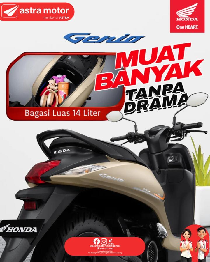 Solusi Praktis Pengendara Urban: Honda Genio Tawarkan Bagasi Luas 14 Liter "Tanpa Drama"